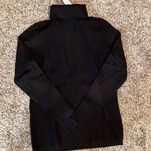 Black turtleneck fitted sweater. WHBM